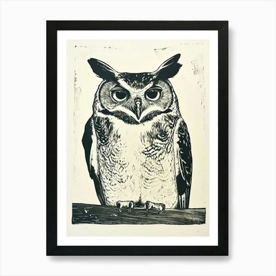 Philippinischer Adler Eule Linolschnitt Blockpr gerahmtes Wandbild Poster Leinwanddruck Bild