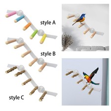 Suction Cup Wood Perch Toy Wood Perch Stand Toy Parrots Cage Perch Toy Climbing