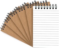Small Pocket Notebooks 3x5 Spiral Memo Pads Kraft Cover 6 Pack