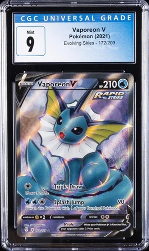2021 POKEMON SWORD & SHIELD EVOLVING SKIES #172 FULL ART/VAPOREON V CGC 9