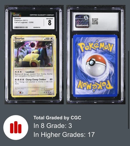 Snorlax 33/95 Call of Legends Regular Rare 2011 CGC 8 NM/MINT