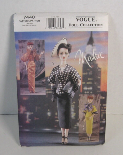 Vogue 7440 um 1950 Bustier, Jacke, Tasche 15,5" Madra Puppe Muster ungeschnitten