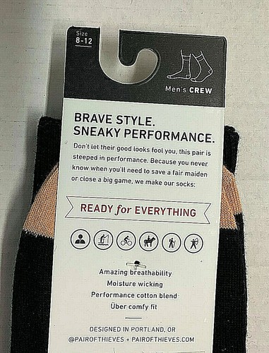 MENS FUN CREW SOCKS GEOMETRIC DESIGNER PAIR OF THIEVES Sz 8-12 MOISTURE WICKING - Picture 3 of 3