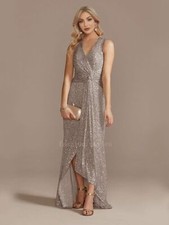 Luxury Evening Dress Elegant Slit Party Women Wedding Sequins Formal Prom Dress