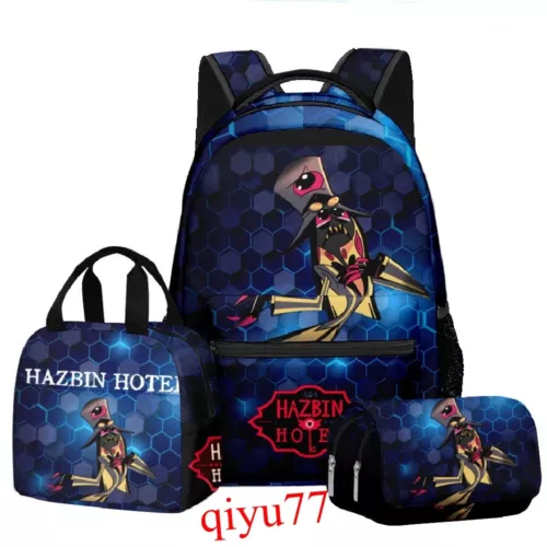 3pc Hazbin Hotel Backpack Kid School Bag Lunch Bag Pencil Case Travel Rucksack - Picture 20 of 42