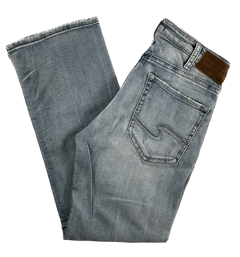 Silver Jeans Zac Mid Rise Light Relaxed Straight Leg Stretch 31 32 DEFECTIVE New