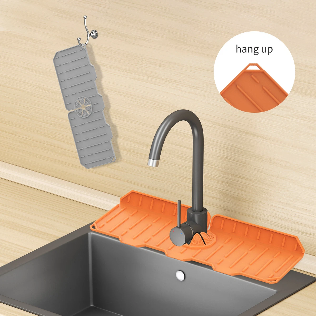 Kitchen Silicone Faucet Mat Foldable Sink Mat Bathroom Countertop Protector  Mat