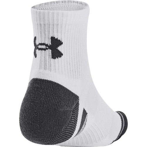 Under Armour Performance Tech 3 Pack Quarter Socks White Mens Cushioned Gym - Picture 3 of 4