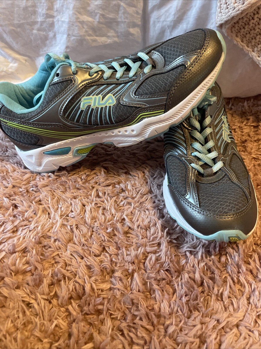 Fila Cool Max Women's Size 1/2 Gray Yellow Aqua Lace Up Running Shoes  91175