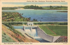 Mansfield, Ohio Postcard Charles Mill Dam  Ashland Mount Vernon PM 1941   OH5