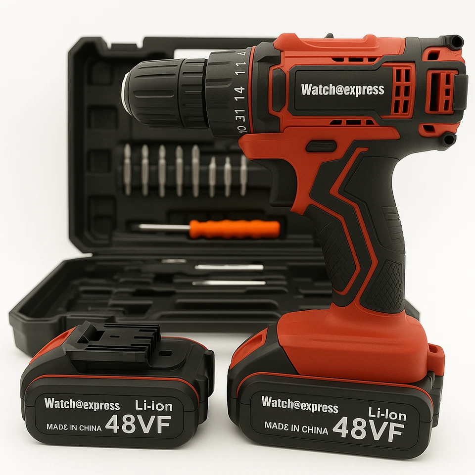 TRAPANO AVVITATORE PROFESSIONALE 2 BATTERIA 48V A LITIO + VALIGIA ACCESSORI 2025 - Immagine 3 di 4