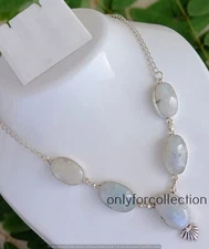 Rainbow Moonstone Gemstone 925 Sterling Silver Plated Unisex 1 PC Fancy Necklace