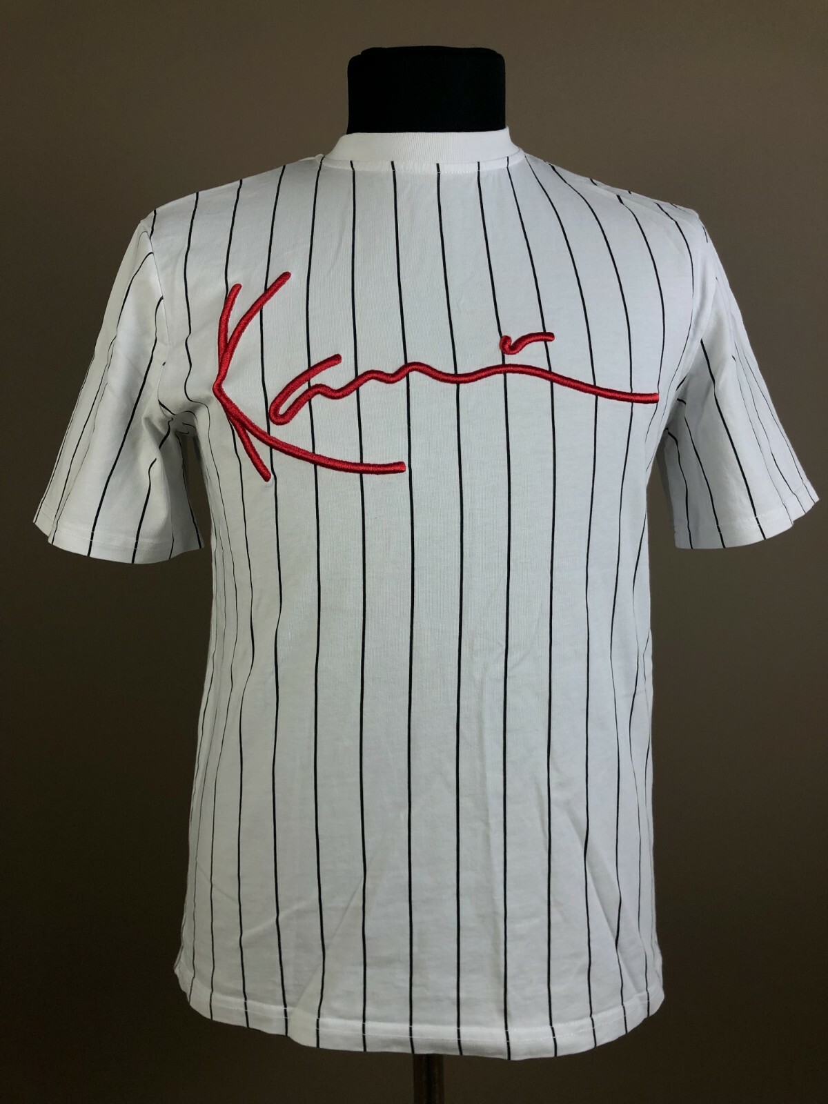 Karl Kani Mens TShirt Baseball Pullover Short Sleeve Logo Striped
