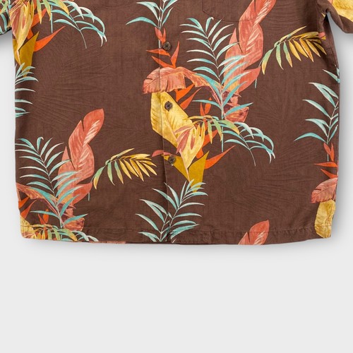 Tommy Bahama Camisa Hawaiana Para Hombres Grande Seda Marrón Floral Aloha Magnum PI Viaje - Imagen 4 de 9
