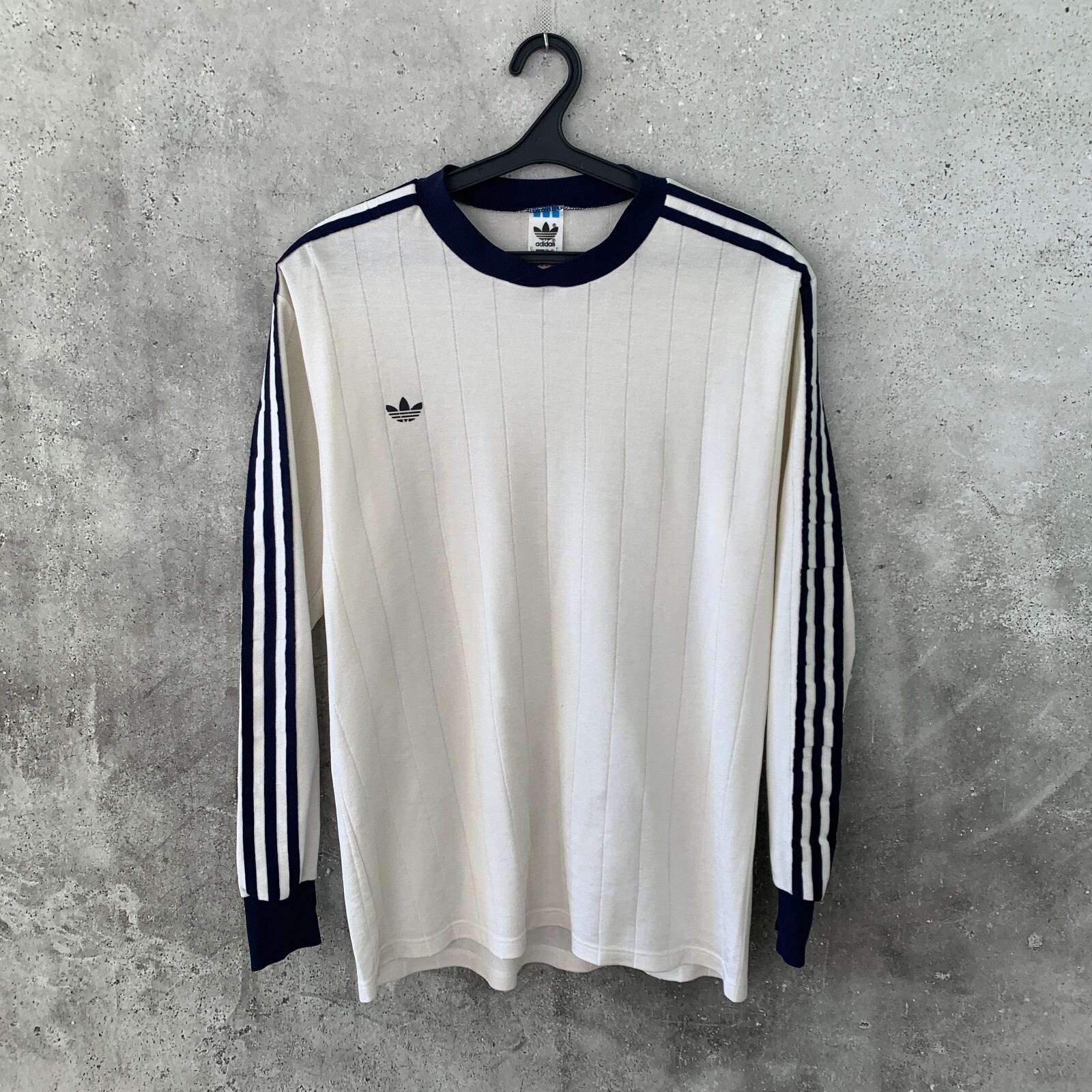 VINTAGE 1980s ADIDAS WEST GERMANY FOOTBALL SHIRT WHITE TEMPLATE JERSEY SIZE L