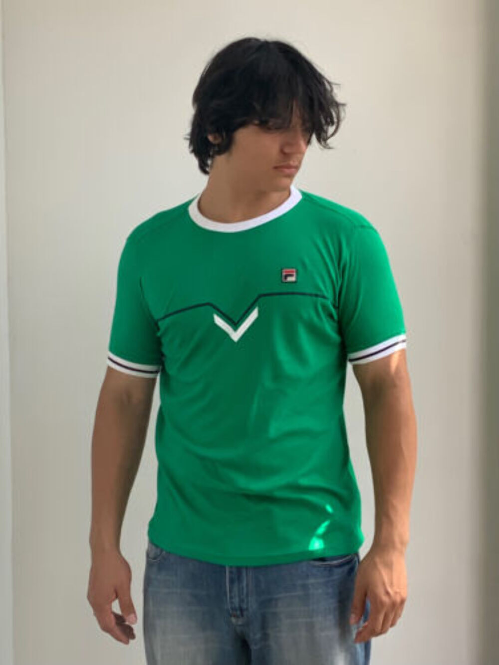 T shirt uomo Fila Kelly verde bianca manica corta nuova con etichetta