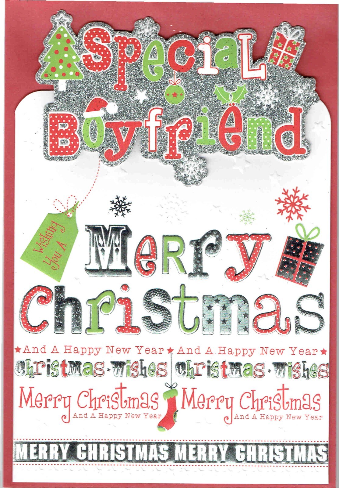 Special BOYFRIEND CHRISTMAS CARD  Quality Sparkly Design