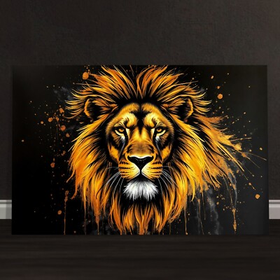   Wandbild, Goldener Löwe Lion - Acrylglas, Leinwand, Poster BILDER, Kunst Art