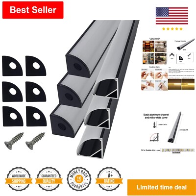 6-Pack Led Channel Diffuser Black Aluminum with V Shape and Milky White Cover