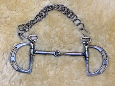KORSTEEL Kimberwick English Horse Bit w/ Curb Chain, Hooks, 5 Inch Snaffle Mouth