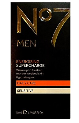 No7 Men Energising Supercharge Daily Care Sensitive Serum – 50 Ml Mit Vitamin C & Koffein Für Frisch Aussehende Haut