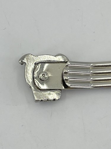vintage Bulldog Tie bar slip on style small silver tone black enamel 1-7/8" - 第 5/10 張圖片