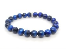 Blue Tiger Eye 7" Bracelet 8mm Beaded Protection - Balance - Positive