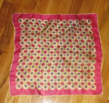 Vtg Hand Rolled Pink Violet Stars Polka Dots 100 Silk Pocket Square Scarf 16"