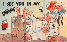 WWII Military Army Soldier Saucy Girl Navy Base San Diego Dream Vtg Postcard A40