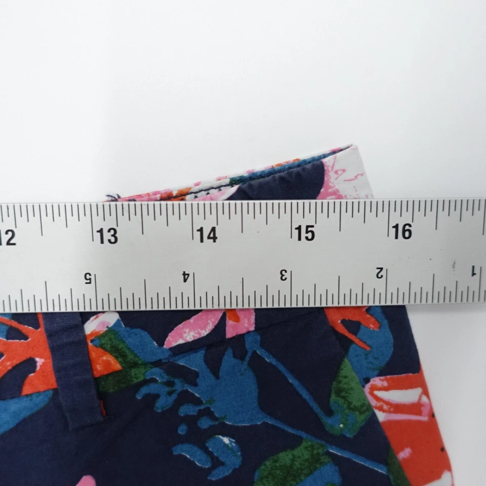 Joe Fresh Chino 短裤女式 2 码海军蓝花卉斜杠口袋 100% 棉 — 第 4/4 张图片