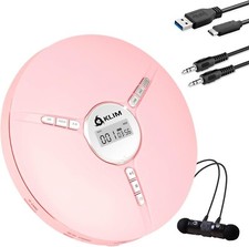 KLIM Discman Portable CD Player Fusion Earphones, Rechargeable, Pink