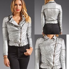 Muubaa Minsk Silver Suede Quilted Leather Motorcycle Jacket Xs S $620 Sold Out
