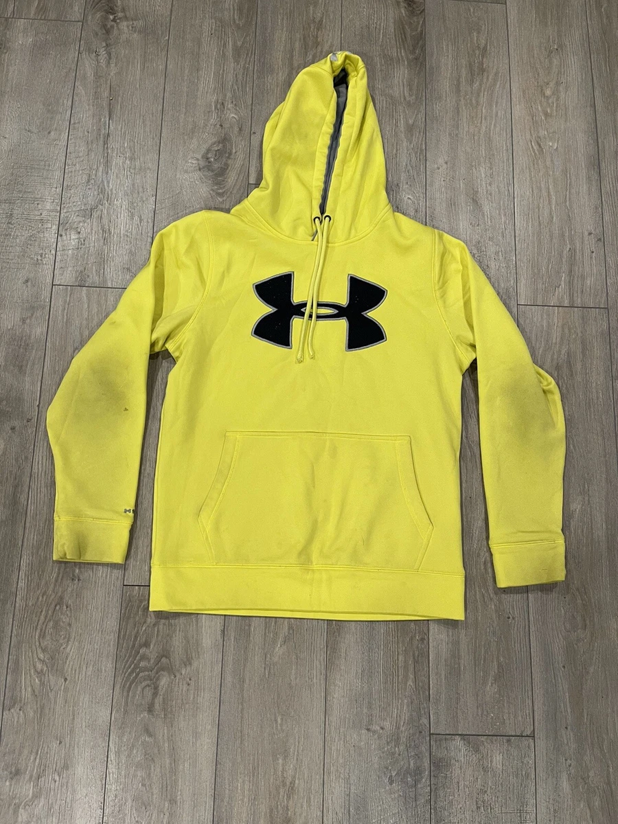 Under Armour Adult Small Storm Fleece Big Logo Hoodie Yellow Sweater Sweatshirt
