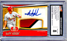 2013 Bowman Platinum Jumbo Relics Matt Adams CGC 8 Auto 10 Gold Refr /50