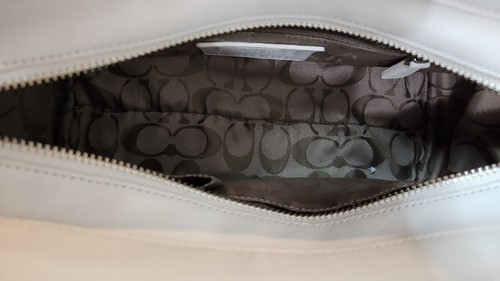Coach Hampton Satchel Bag Pistachio Green Suede White Leather Trim J04S-5081 - Picture 10 of 19