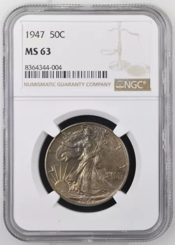 1947  WALKING LIBERTY US Half Dollar,   MS63 by NGC ,   a SUPERB looking coin!!!