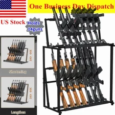 Wooden Gun Rack Floor Standing Rifle Shotgun Storage Organizer Height adjustable