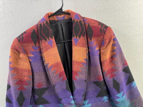 Giacca cappotto blazer vintage azteco donna media misto lana western anni 90 made in USA - Foto 2 di 13
