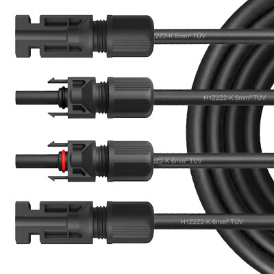 Solarkabel Verlängerungskabel Solar Kabel + Stecker 1500V 4 / 6mm² f Solarmodule