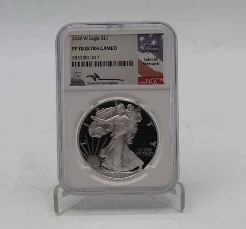 2020-W American Silver Eagle NGC PF 70 Ultra Cameo Mercanti Hand Signed *Look*