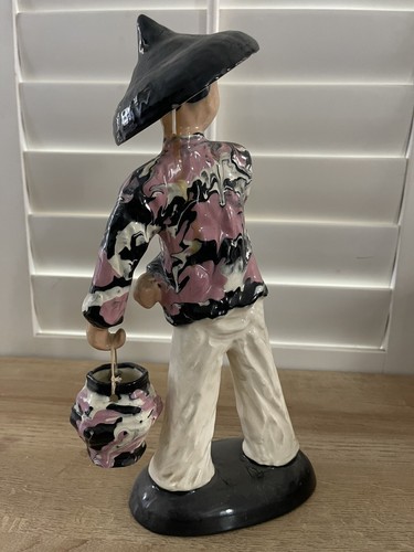 Vintage Hedi Schoop Ceramic Asian Lady with Basket Signed 1950s - Picture 5 of 9