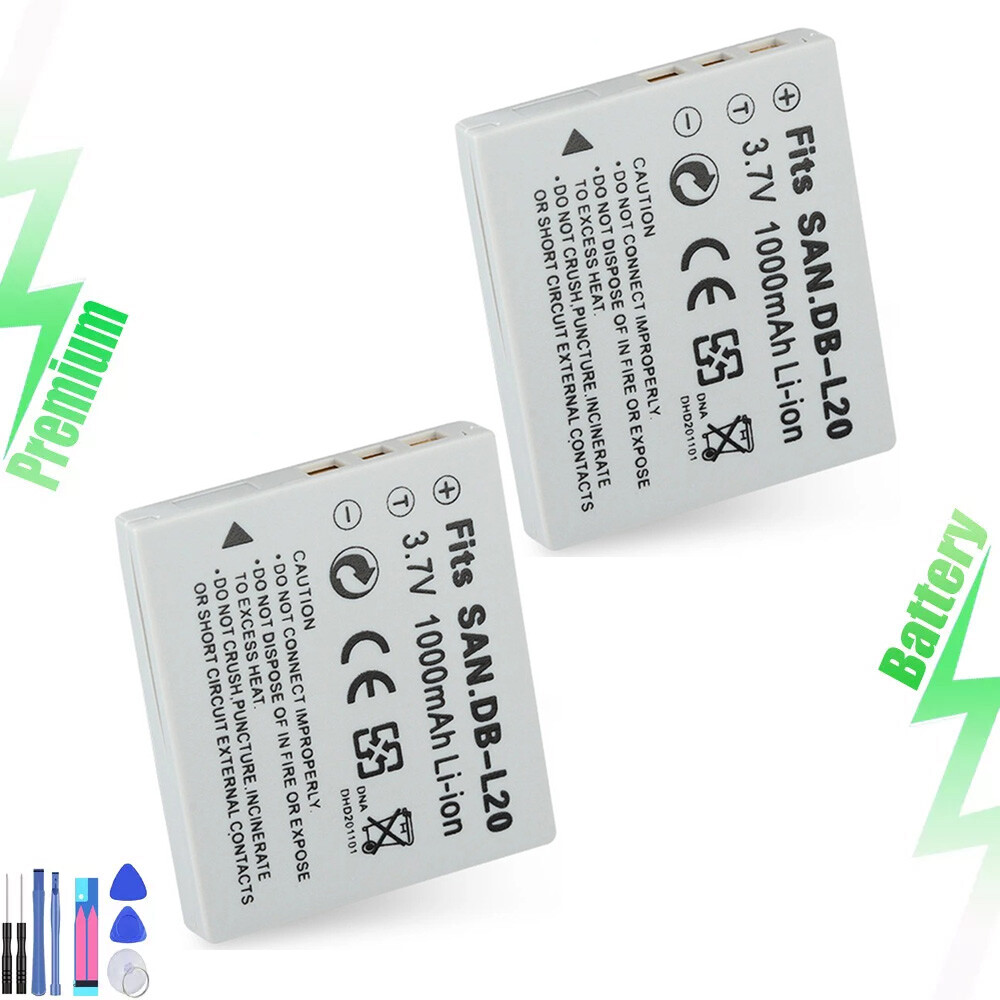 2x Battery for Sanyo DB-L20 Xacti VPC-E1 VPC-E6 VPC-E7 VPC-E60