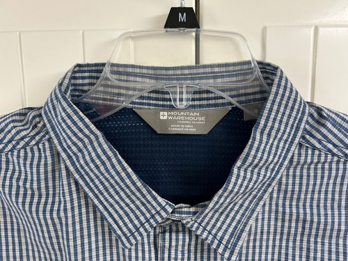 Mountain Warehouse Short Sleeve Navy Stripe Button Shirt Hiking Fishing LARGE - Picture 3 of 8