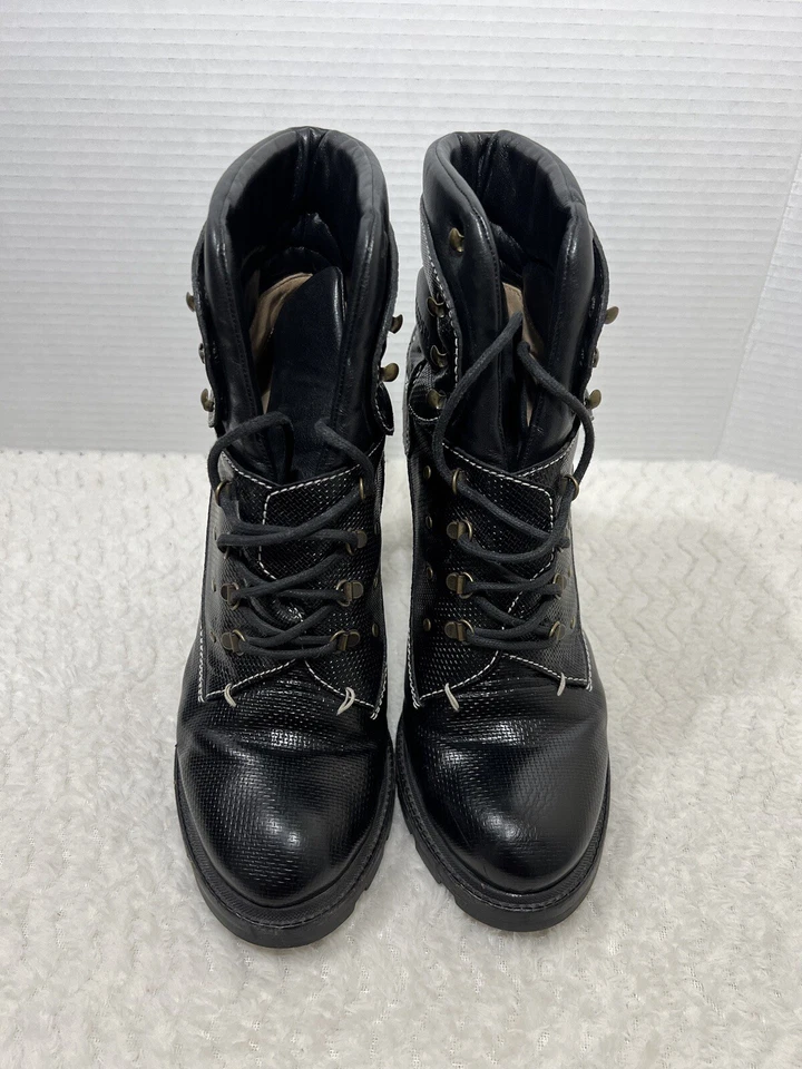 JIL SANDER Women’s 40.5 US 10 Black Leather Lace-Up Heeled Bootie Excellent - Image 4 of 4