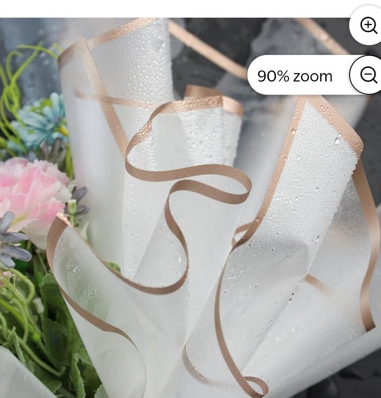 Leoyoubei 20 Ct., Transparent Wrapping Paper, Waterproof, 23" Gold Edge Whi