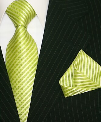 Binder de Luxe Designer Krawatte + Einstecktuch Krawatten Set Tie 219 Grün 