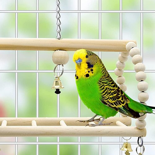 7PCS Parrot Toys Set Budgie Cockatiel Bird Cage Hanging Hammock Chewing Swing - Picture 7 of 9