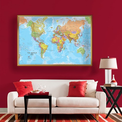 MAP OF THE WORLD Poster Wall Print Travel SIZE 91 X 61 cm 73 X 45 cm Educational - Picture 14 of 17