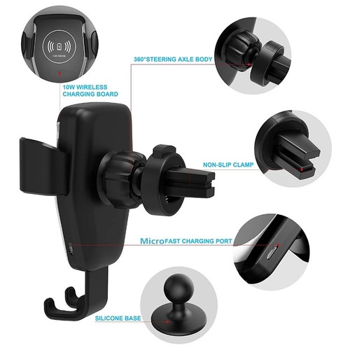 Fast Wireless Car Charger Mount Gravity Car Holder For iPhone 14 13 Pro 12 XS XR - Picture 8 of 11