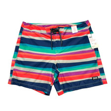 SAXX Ballpark Pouch Men Swim 32 Shorts Horizontal Striped Betawave 2N1 NWT 80